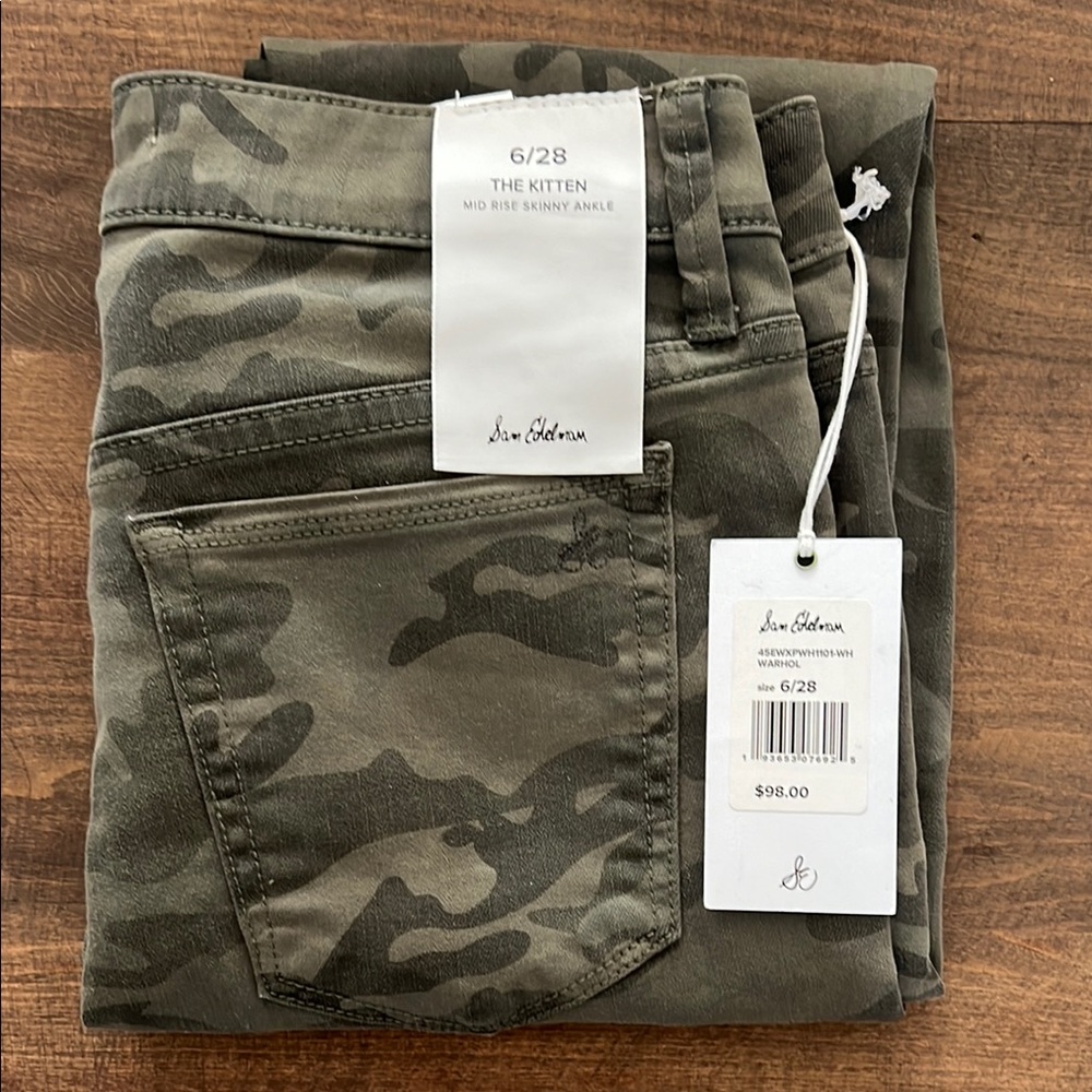 NWT San Edelman The Kitten Warhol Camo Skinny Ankle Jeans